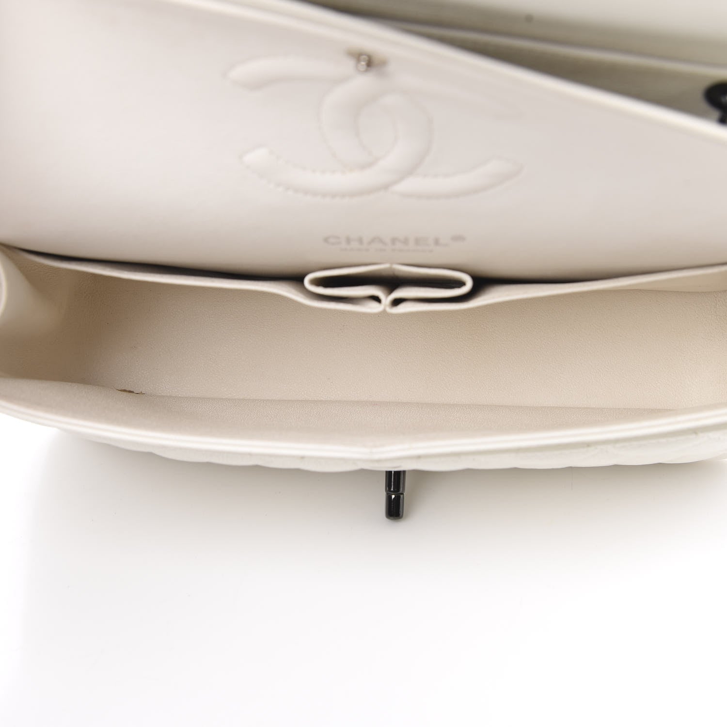 Chanel Crumpled Calfskin Quilted Medium Double Flap White 5 of 14