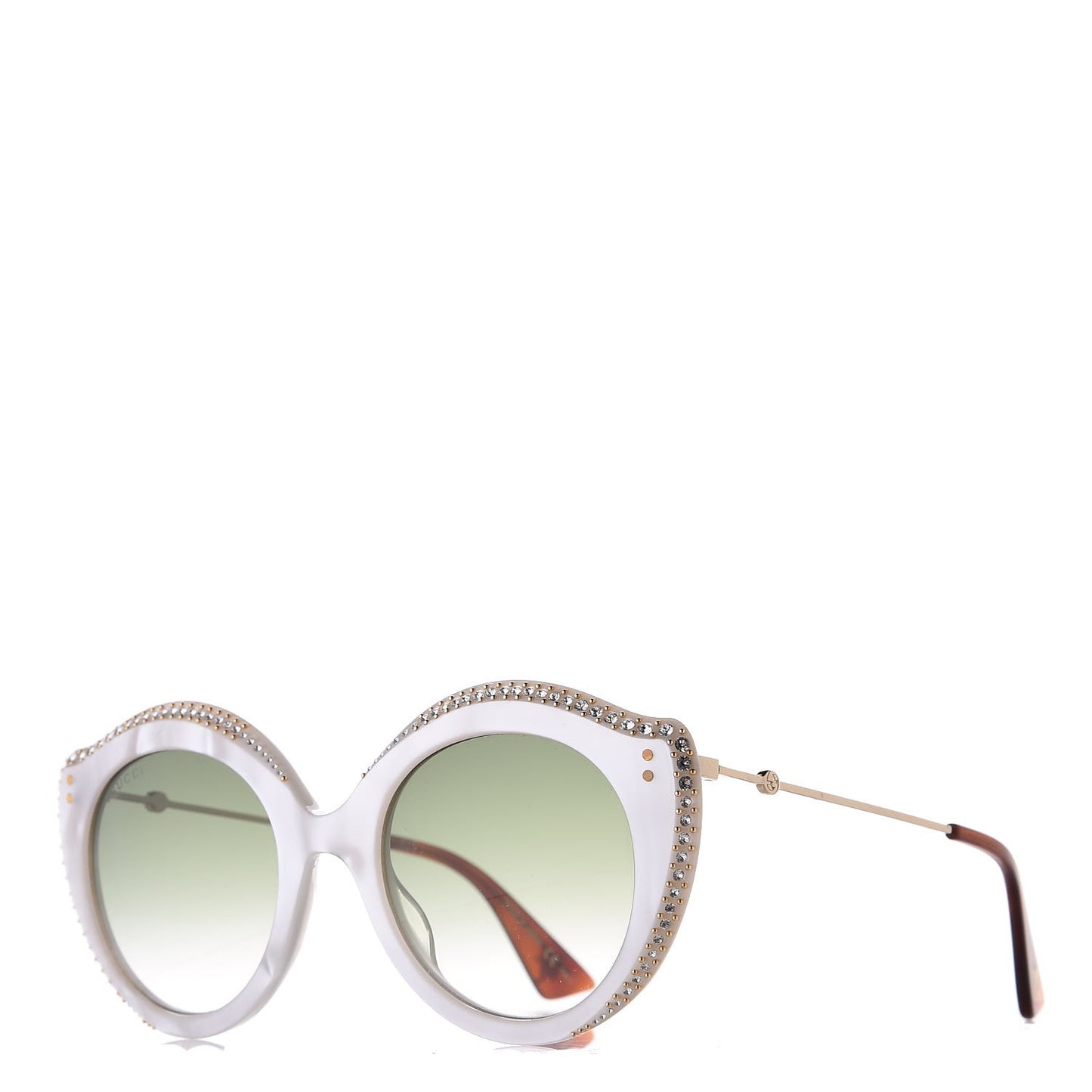 Crystal Cat Eye GG0214S Sunglasses White