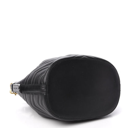 Gucci Calfskin Matelasse Sylvie Web GG Marmont Bucket Bag Black 4 of 11