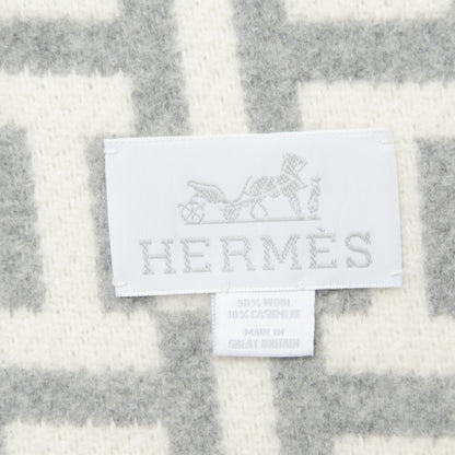 Hermes Wool Cashmere Signature Avalon Terre d'H Blanket Grey 2 of 2