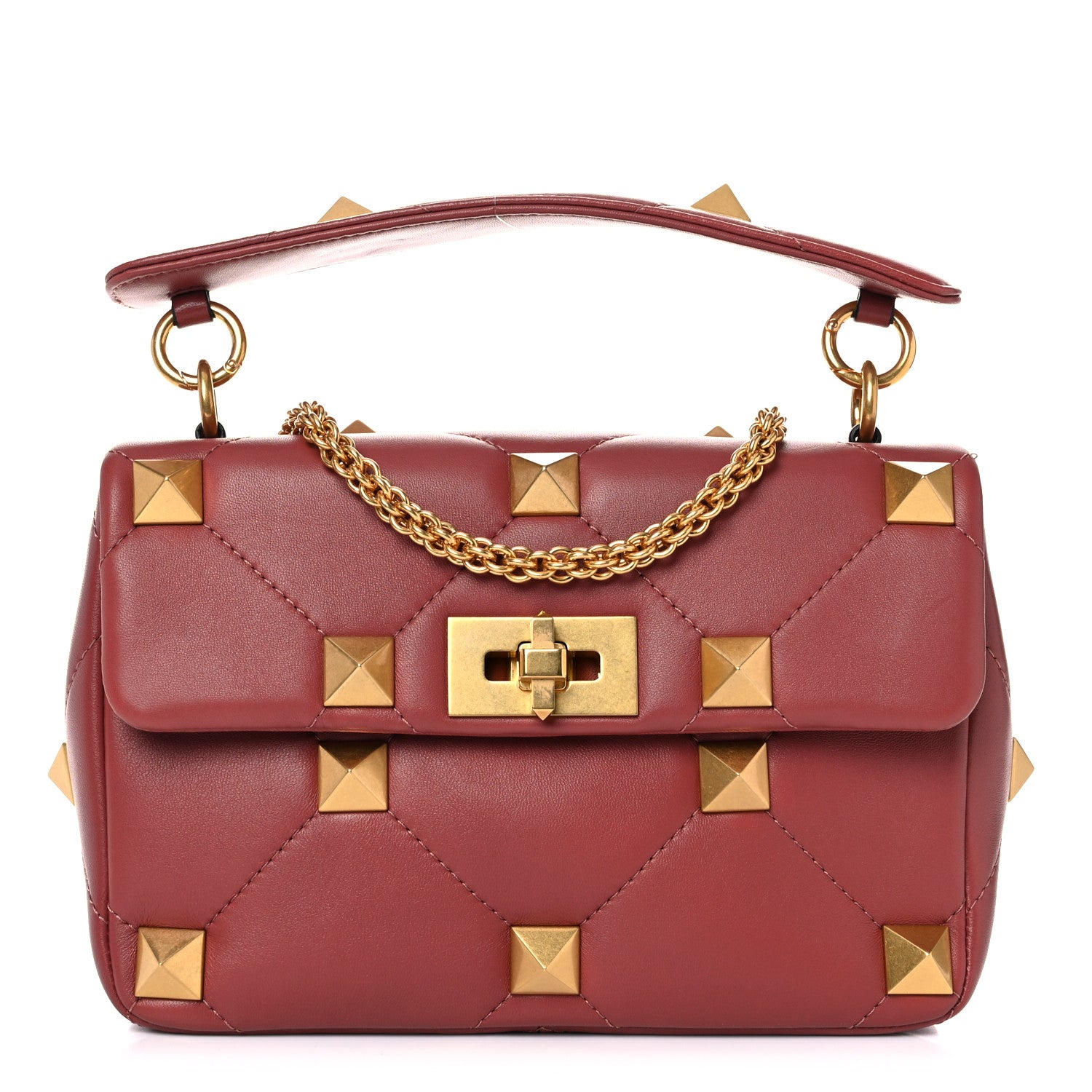 Valentino Garavani Nappa Medium Roman Stud Shoulder Bag Gingerbread 1 of 13
