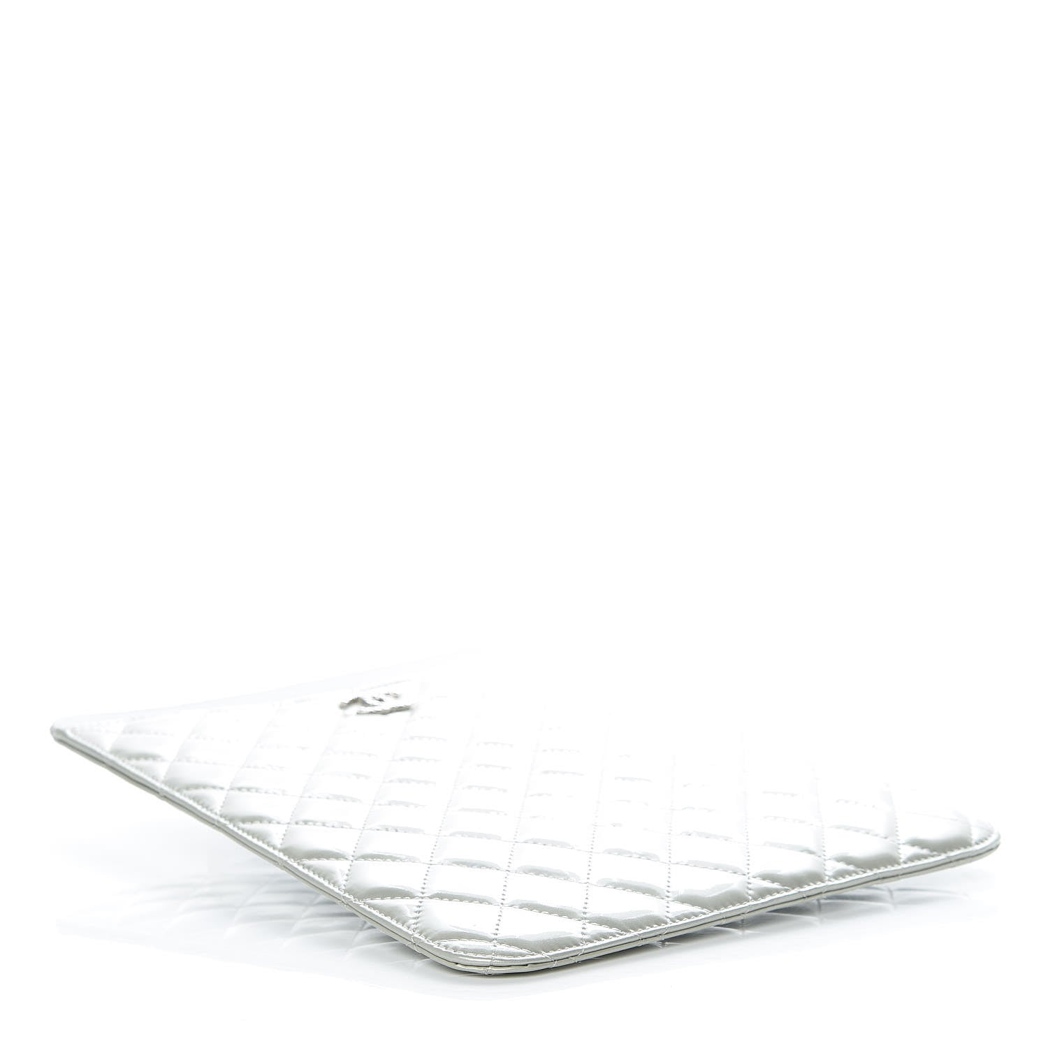Chanel Patent Quilted Brilliant iPad Case Grey 4 of 10