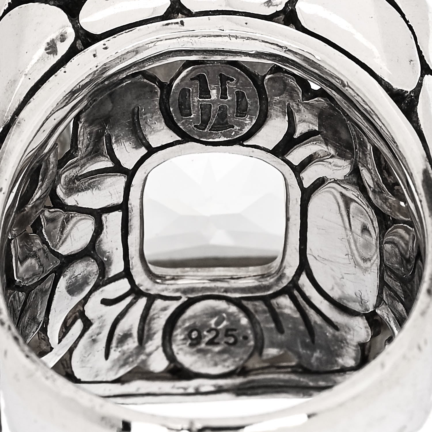 John Hardy Sterling Silver White Topaz Batu Kali Square Ring 54 7 5 of 5