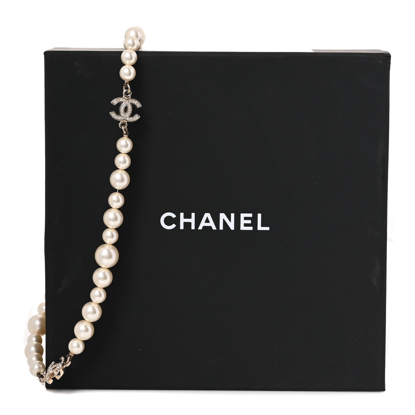 Crystal Pearl CC Short Necklace Gold