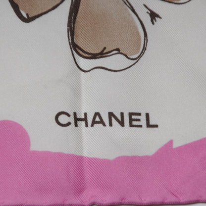 Chanel Silk CC Camellia Clover Heart Scarf Pink 3 of 8