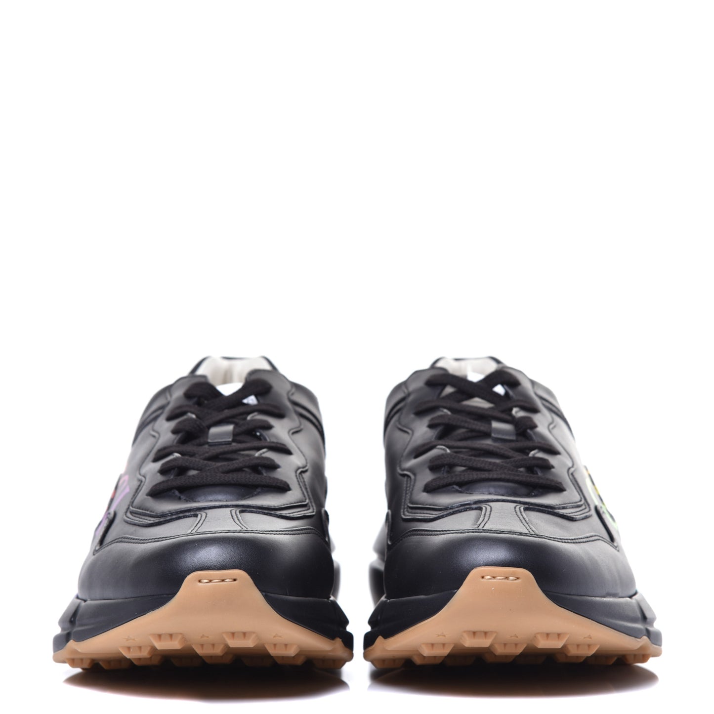 Calfskin Iridescent Logo Mens Rhyton Sneakers 13 Black