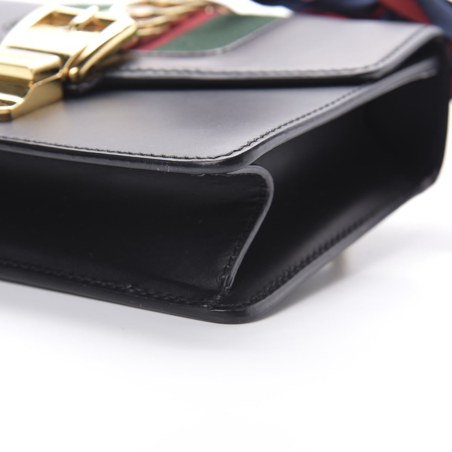 Gucci Calfskin Mini Sylvie Chain Shoulder Bag Black 10 of 14