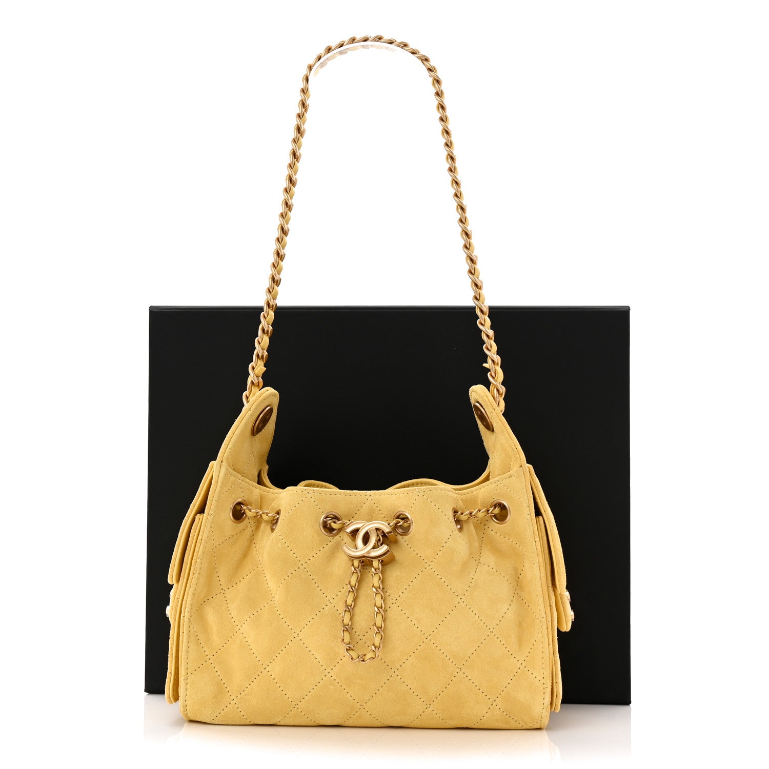 Chanel Suede Quilted Mini Chanel 25 Handbag Yellow 11 of 11