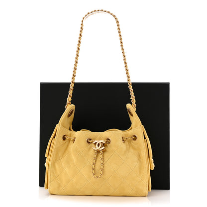 Chanel Suede Quilted Mini Chanel 25 Handbag Yellow 11 of 11