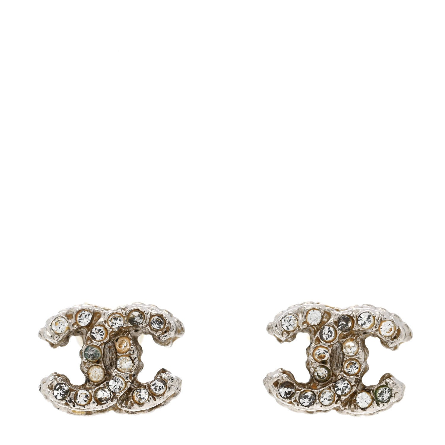 Chanel Crystal Mini CC Earrings Silver 1 of 5