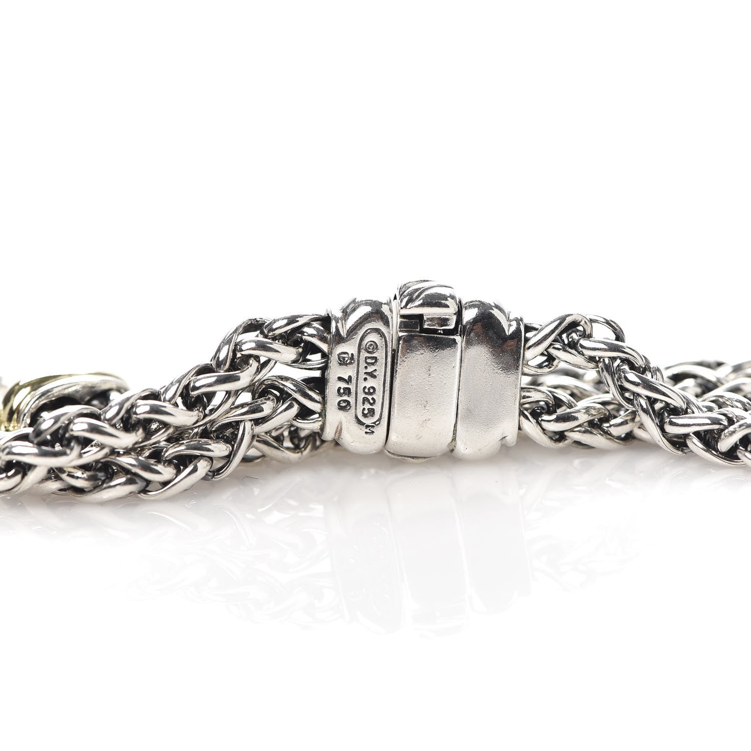 David Yurman Sterling Silver 18K Yellow Gold 8mm Double Wheat Chain Necklace 5 of 8