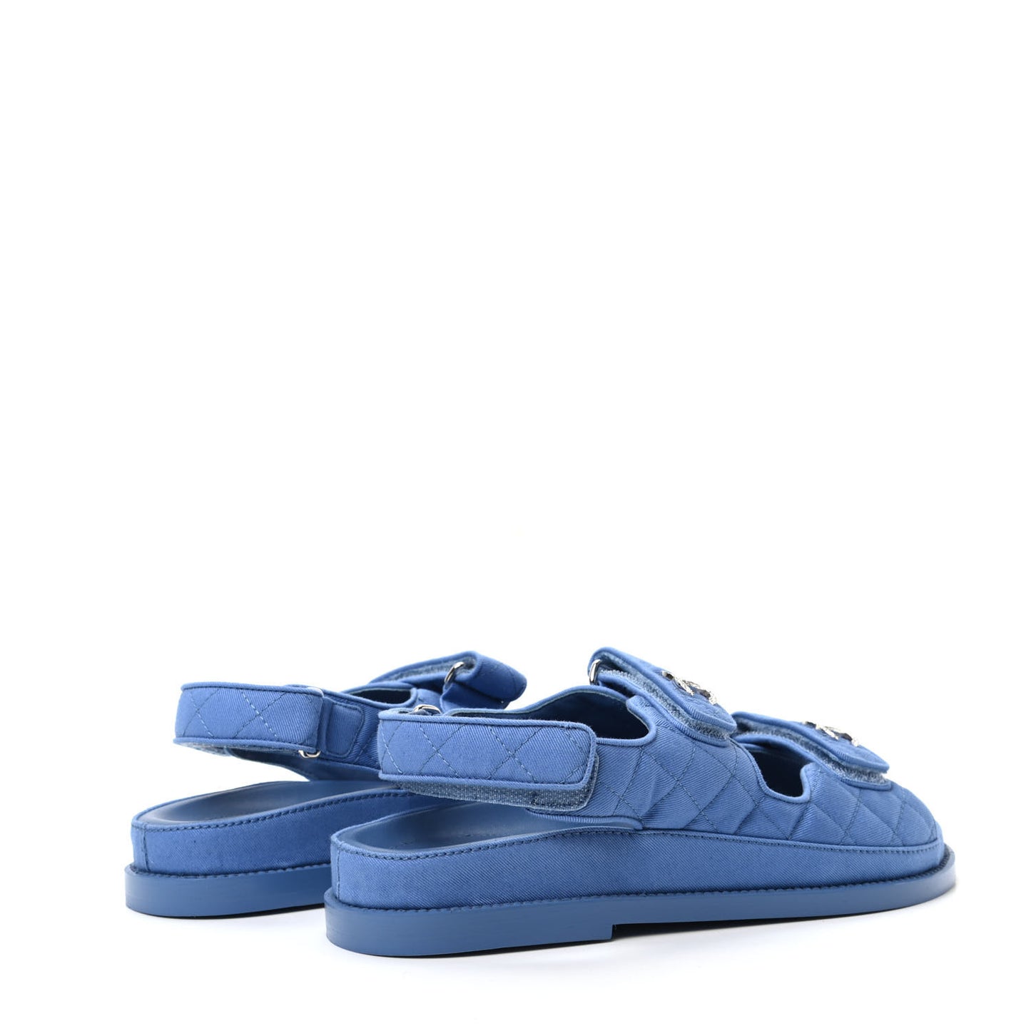 Grosgrain Quilted Velcro Dad Sandals 38 Blue