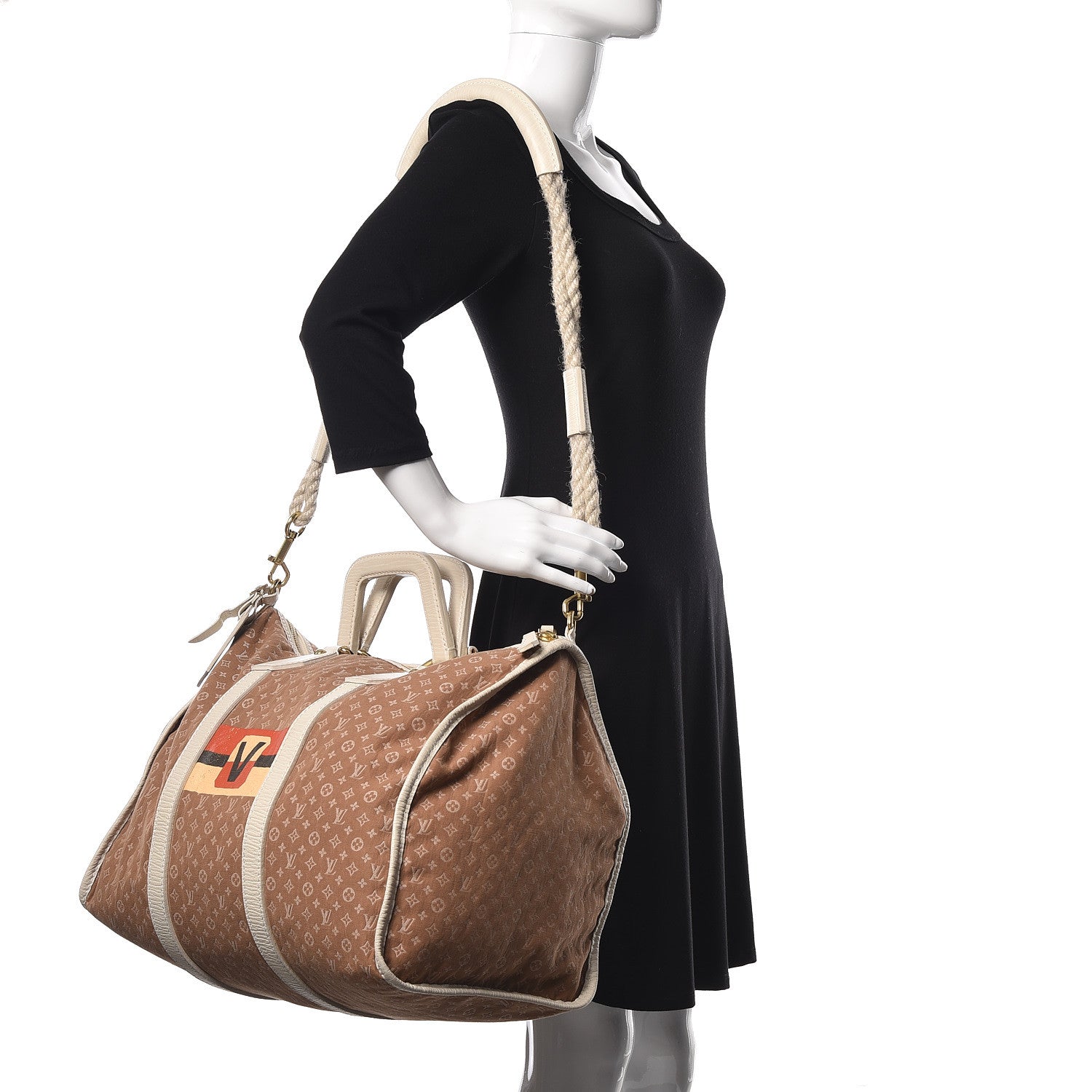 Louis Vuitton Mini Lin Initiales Keepall Beige 2 of 15