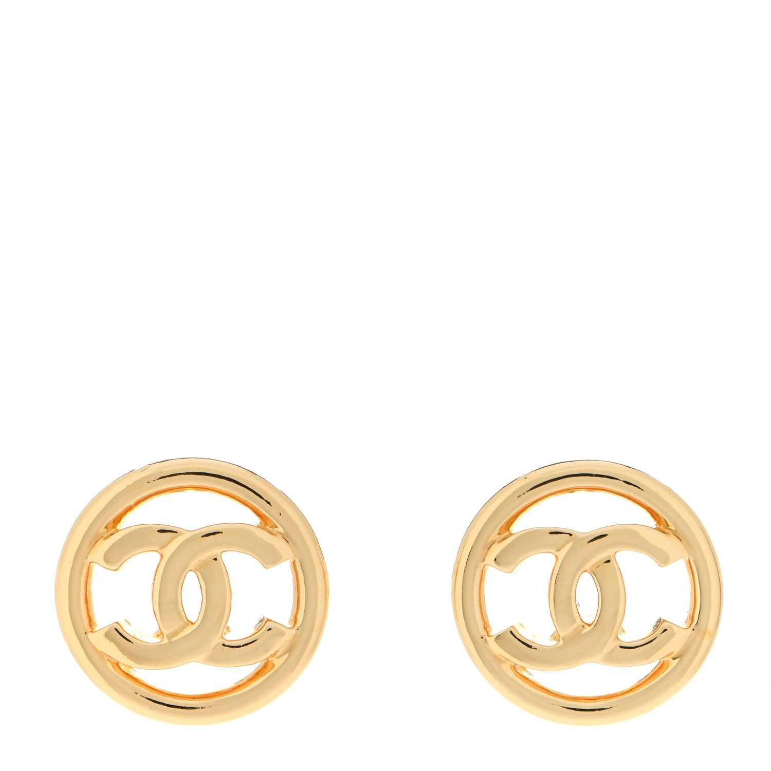 Chanel Metal CC Round Earrings Gold 1 of 5