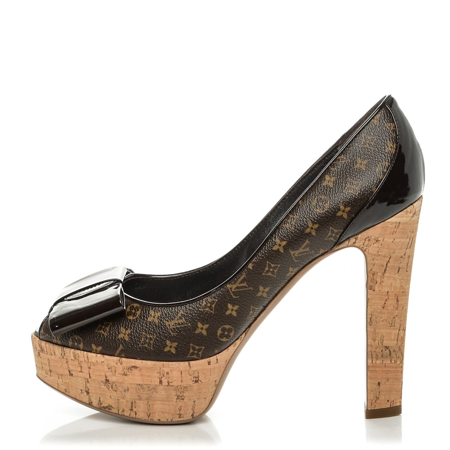 Monogram Cork Rivoli Peep Toe Pumps 39