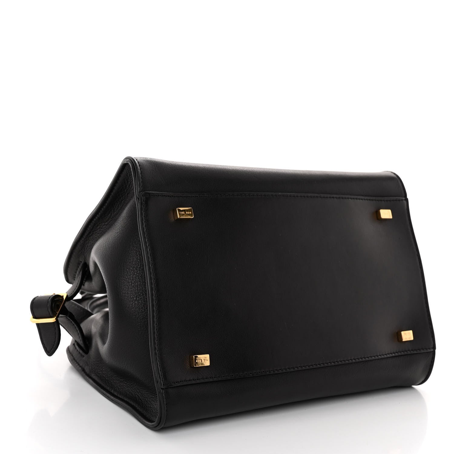The Row Polished Saddle Calfskin Soft Margaux 10 Bag Black 4 of 9