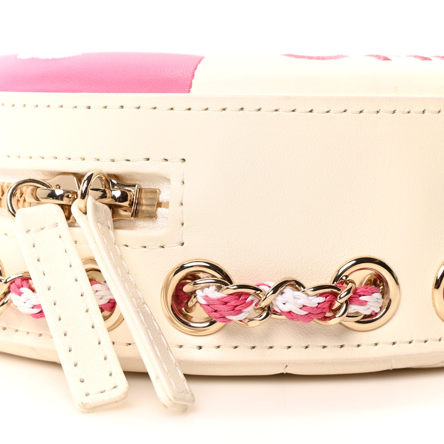 Lambskin Coco Lifesaver Round Bag Pink White