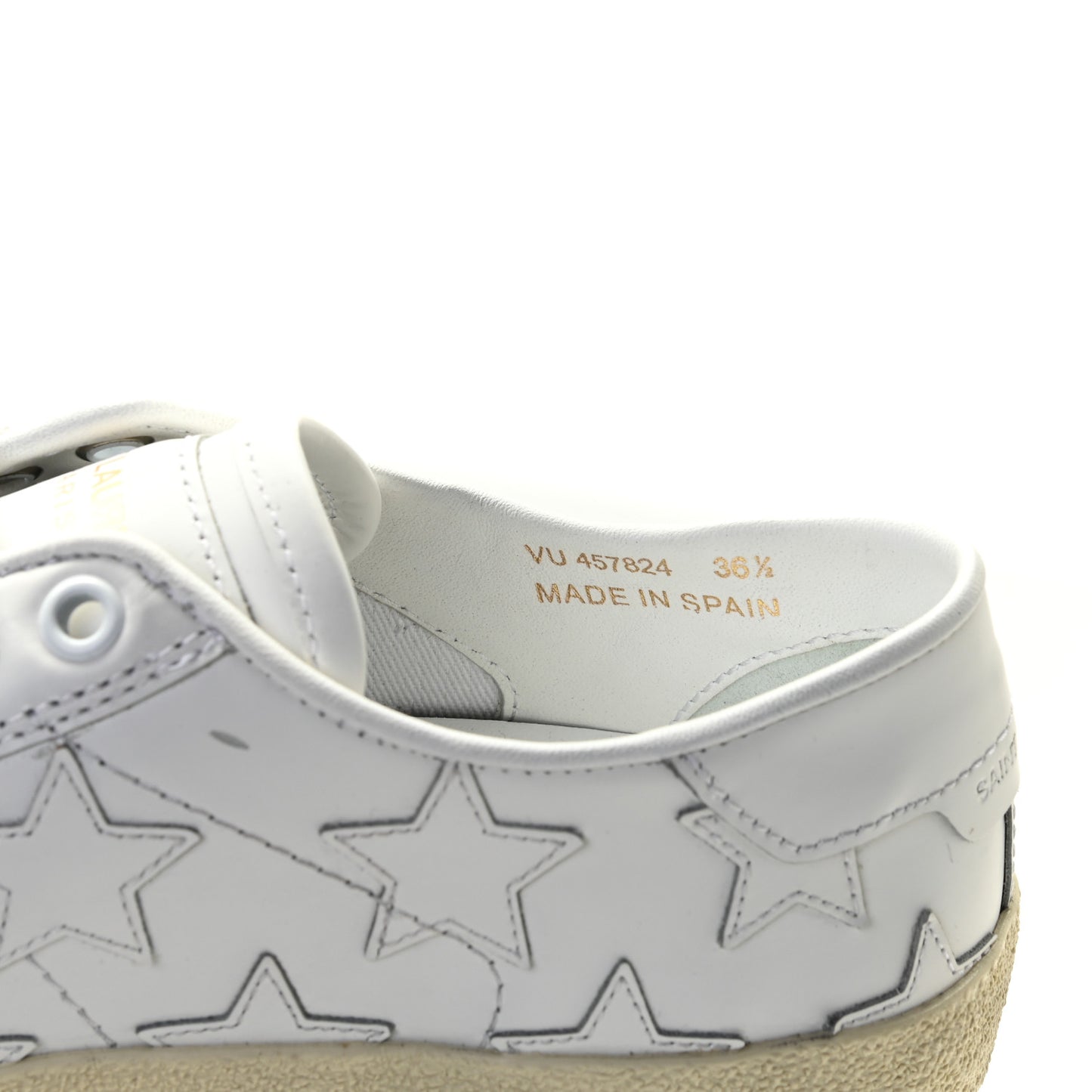 Calfskin Star Court Sneakers 36.5 White
