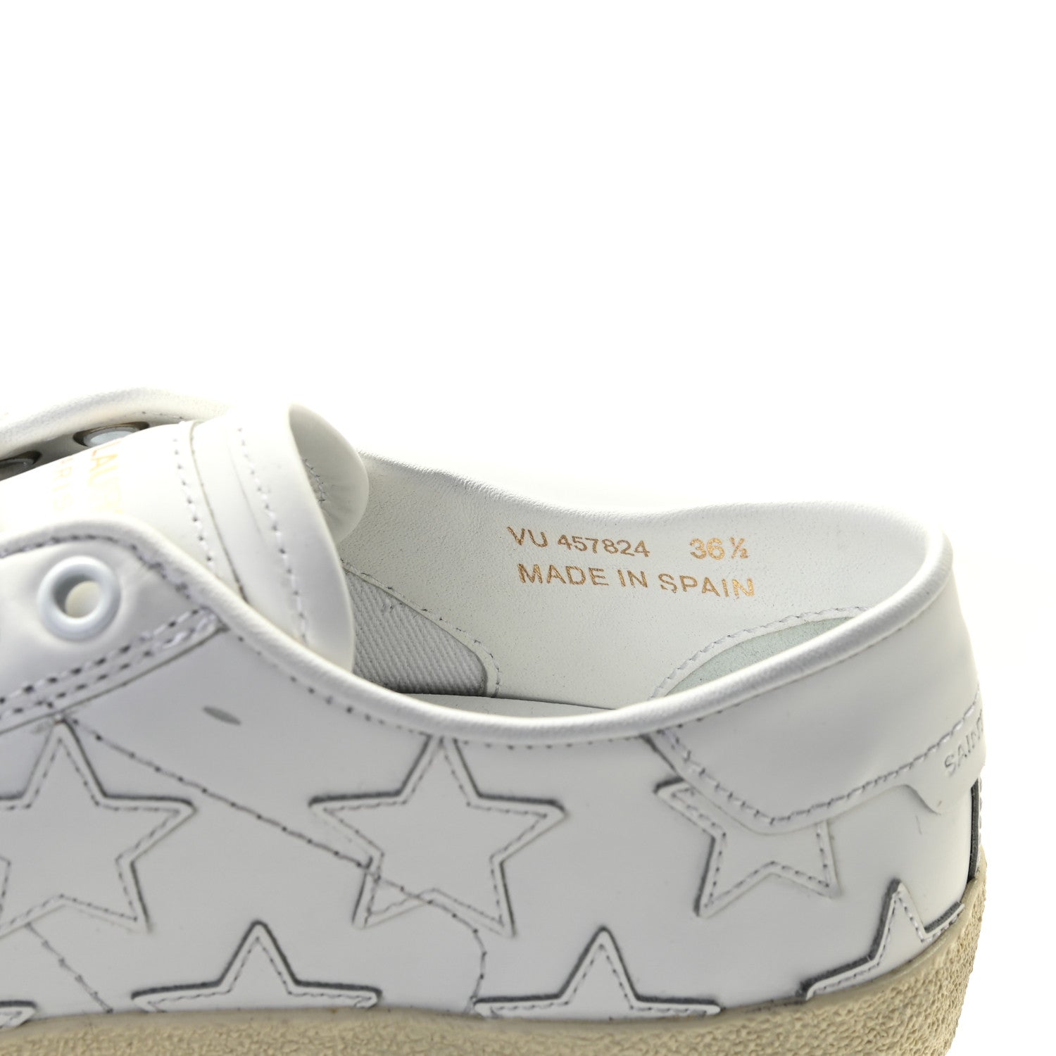 Saint Laurent Calfskin Star Court Sneakers 36.5 White 12 of 18