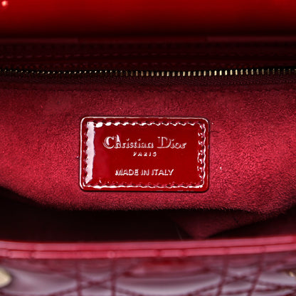 Christian Dior Patent Cannage Medium Lady Dior Burgundy Red 9 of 10