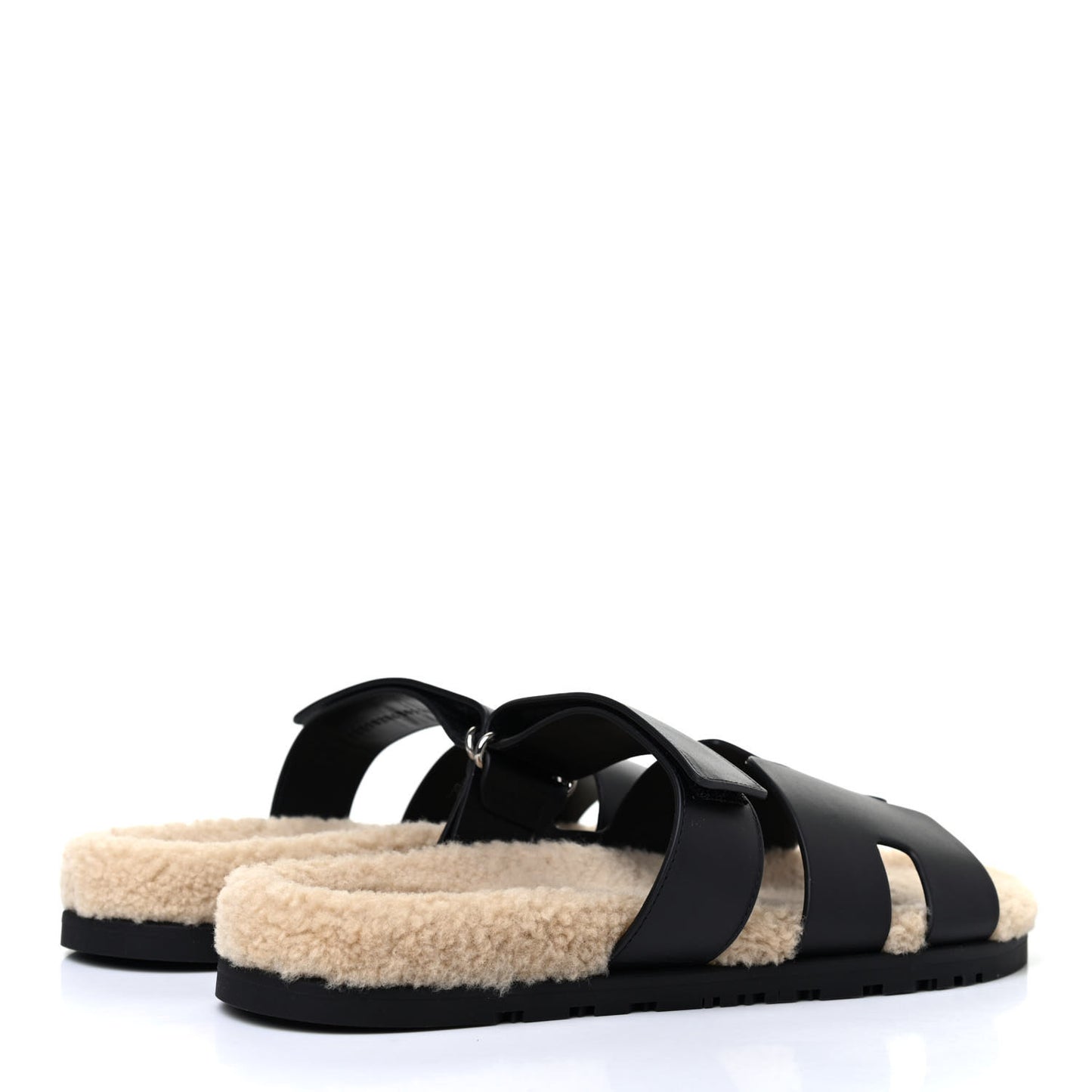 Veau Indios Woolskin Mens Chypre Sandals 43 Black Ecru