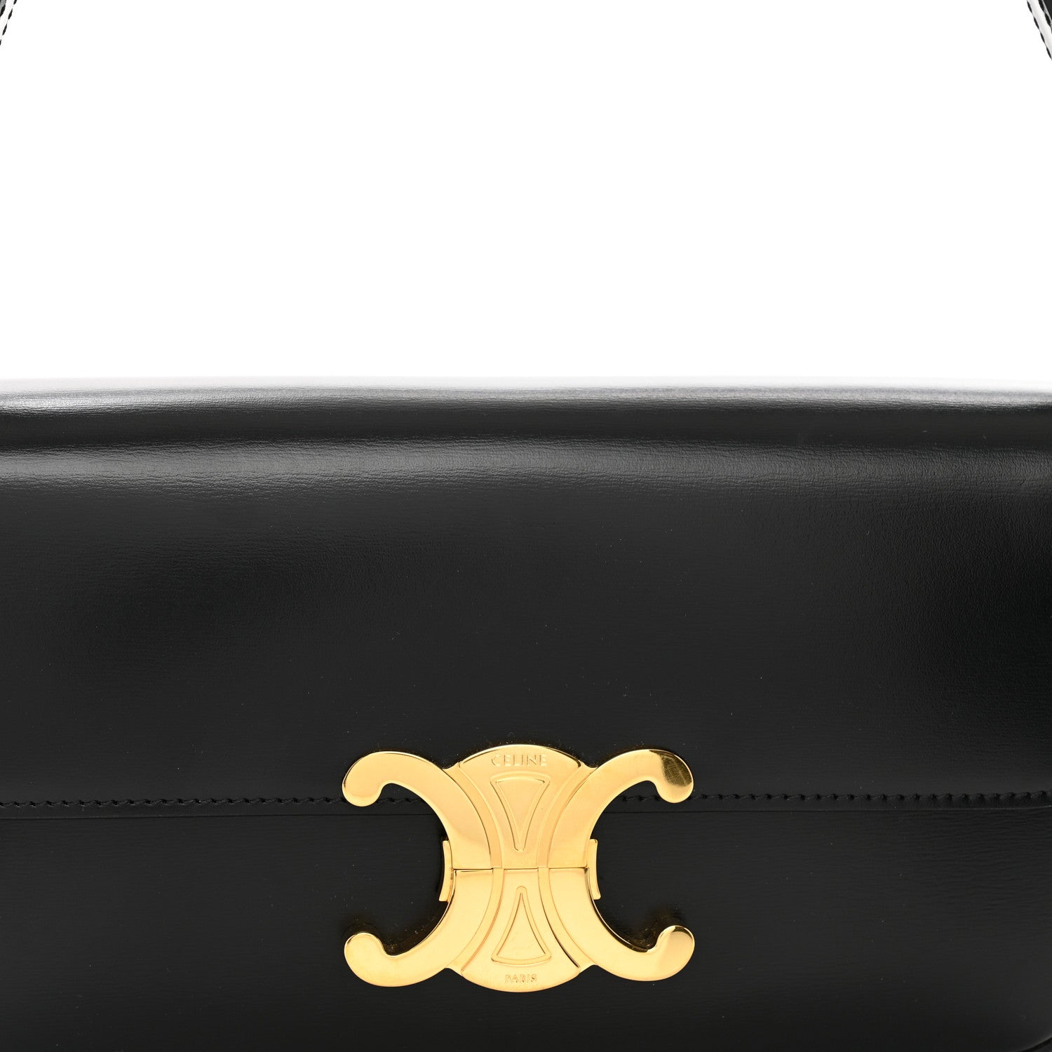 Celine Shiny Calfskin Triomphe Shoulder Bag Black 5 of 10