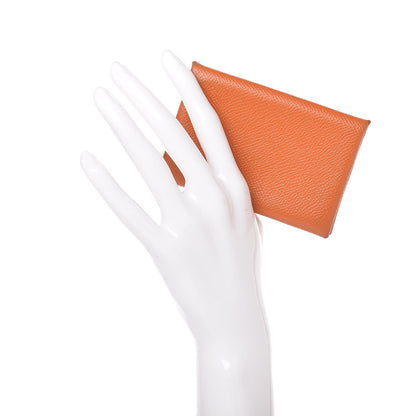 Hermes Epsom Calvi Card Case Orange 2 of 11