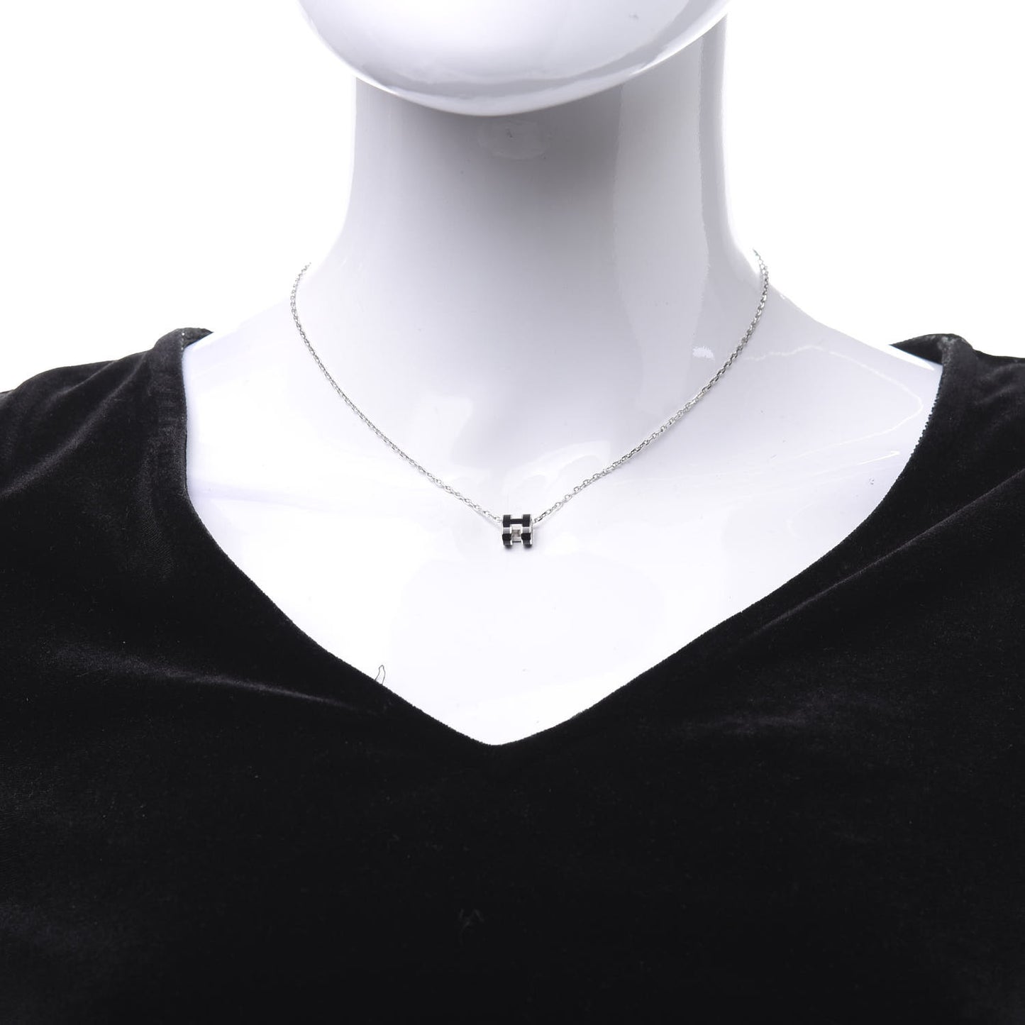 Lacquered Palladium Pop H Pendant Necklace Black