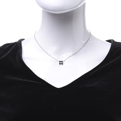 Hermes Lacquered Palladium Pop H Pendant Necklace Black 2 of 7