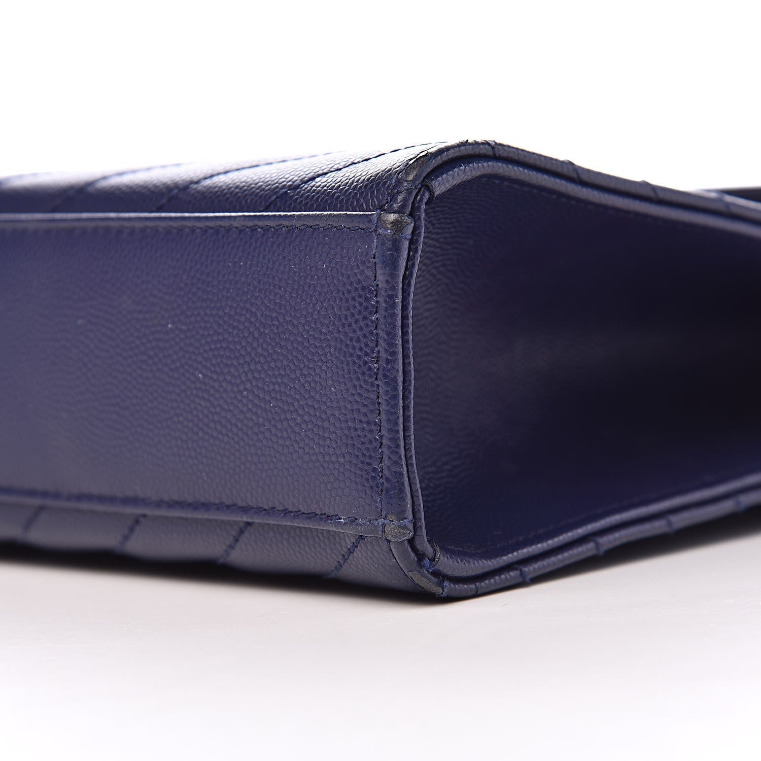 Saint Laurent Grain De Poudre Matelasse Chevron Large Monogram Satchel Blue 14 of 16