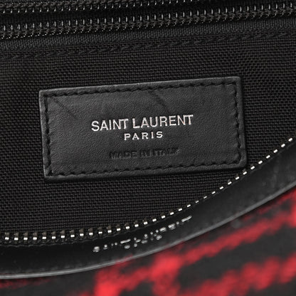 Saint Laurent Wool Tartan City Belt Bag Red Black 6 of 10