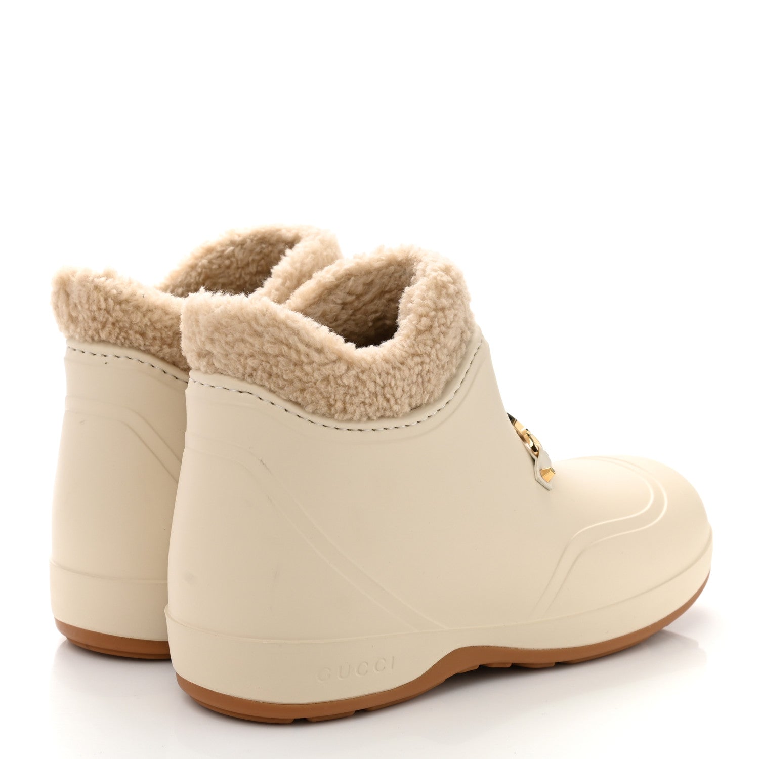 Gucci Rubber Wool Womens Crossy Ankle Boots 41 Mystic White Butterscotch 4 of 8
