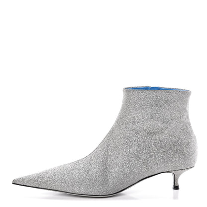 Balenciaga Calfskin Glitter Short 40mm Extreme Pointed Toe Knife Booties 36 silver 1 of 9