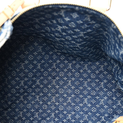 Louis Vuitton Denim Monogram New LV Remix Keepall Bandouliere 45 Blue 5 of 9