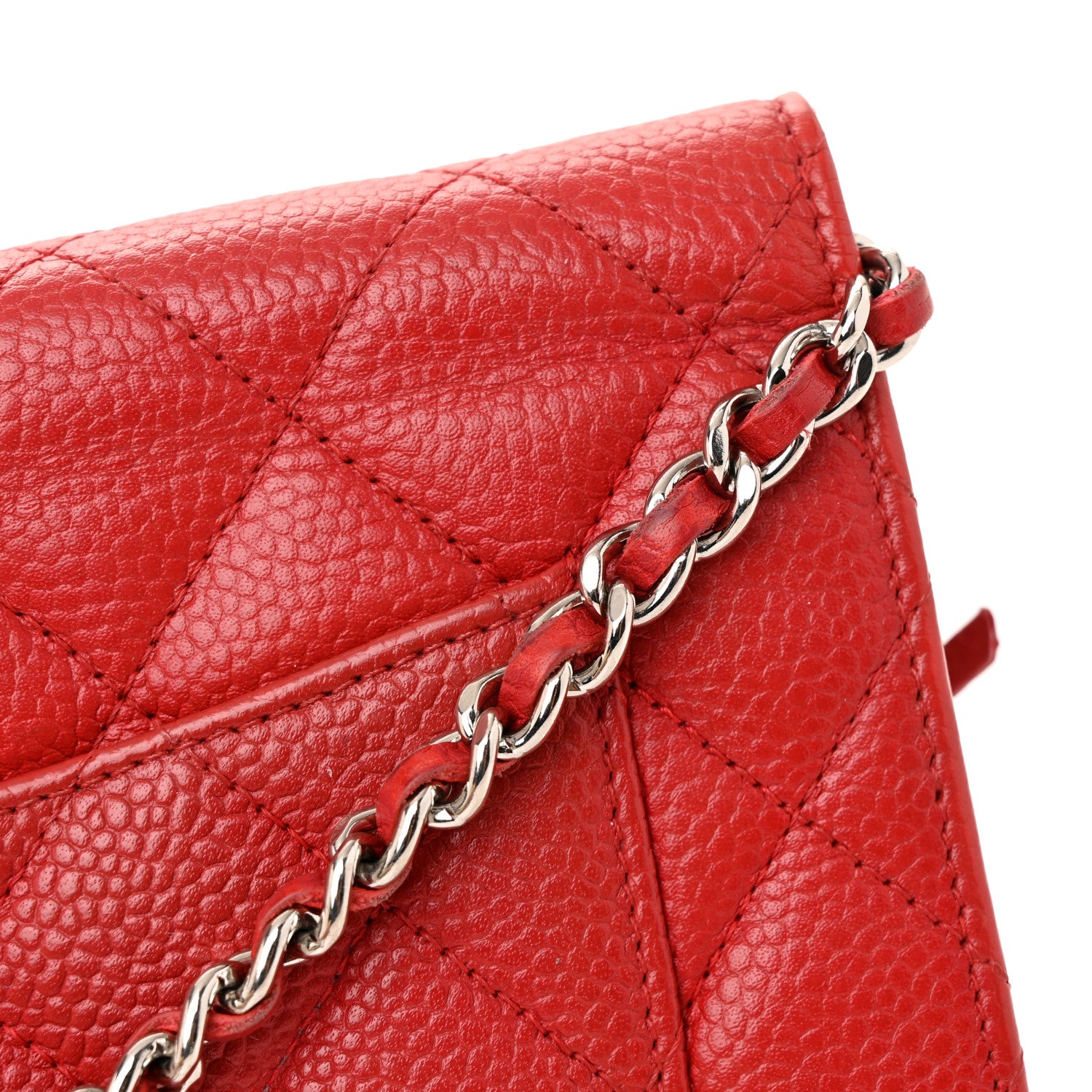 Chanel Caviar Quilted Wallet On Chain WOC Red 14 of 16