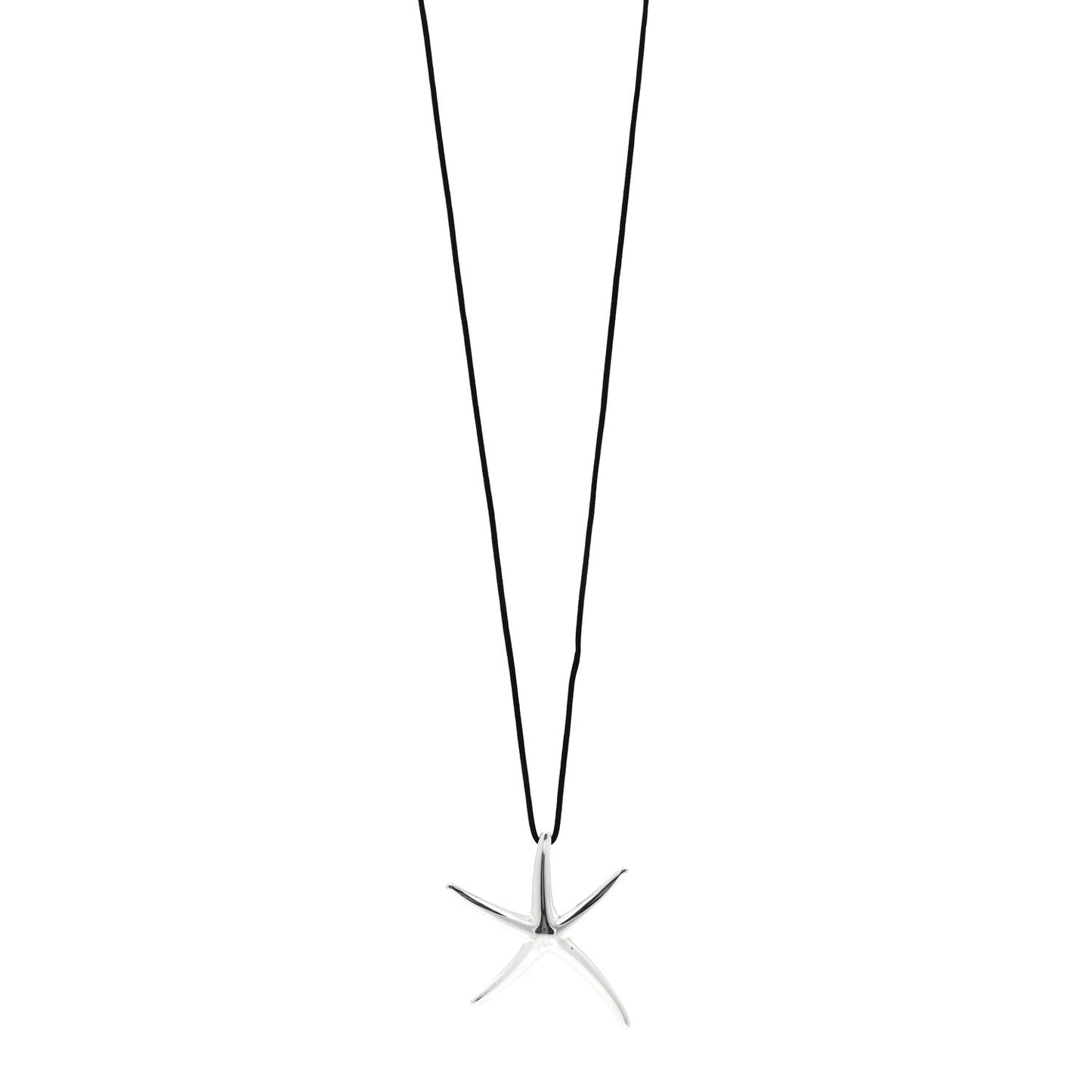 Sterling Silver 42mm Elsa Peretti Starfish Pendant Cord Necklace