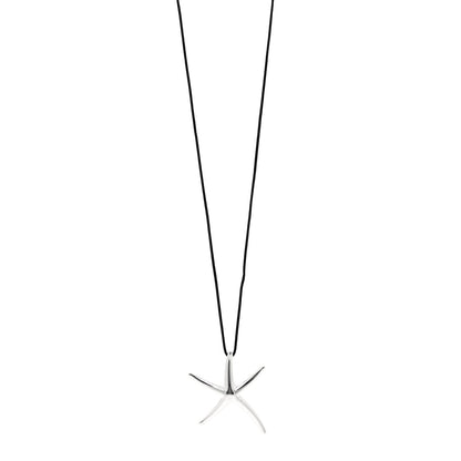Tiffany Sterling Silver 42mm Elsa Peretti Starfish Pendant Cord Necklace 1 of 5