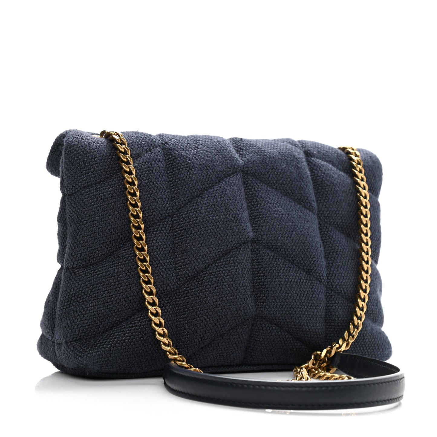 Canvas Quilted Toy Loulou Puffer Monogram Chain Satchel Deep Marine