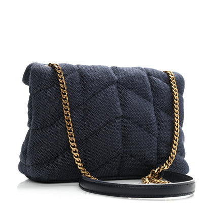 Saint Laurent Canvas Quilted Toy Loulou Puffer Monogram Chain Satchel Deep Marine 3 of 12