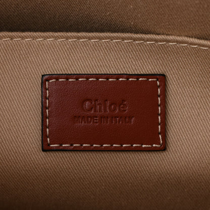 Chloe Linen Calfskin Medium Woody Ribbon Tote White Brown 5 of 10