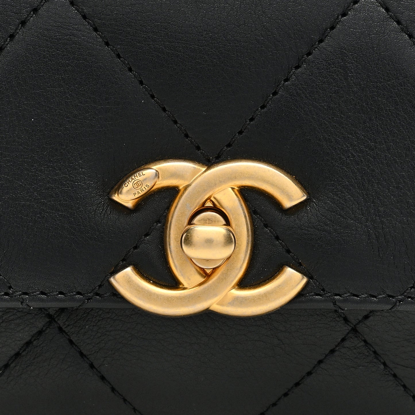 Calfskin Quilted Mini Framing Chain Bag Black