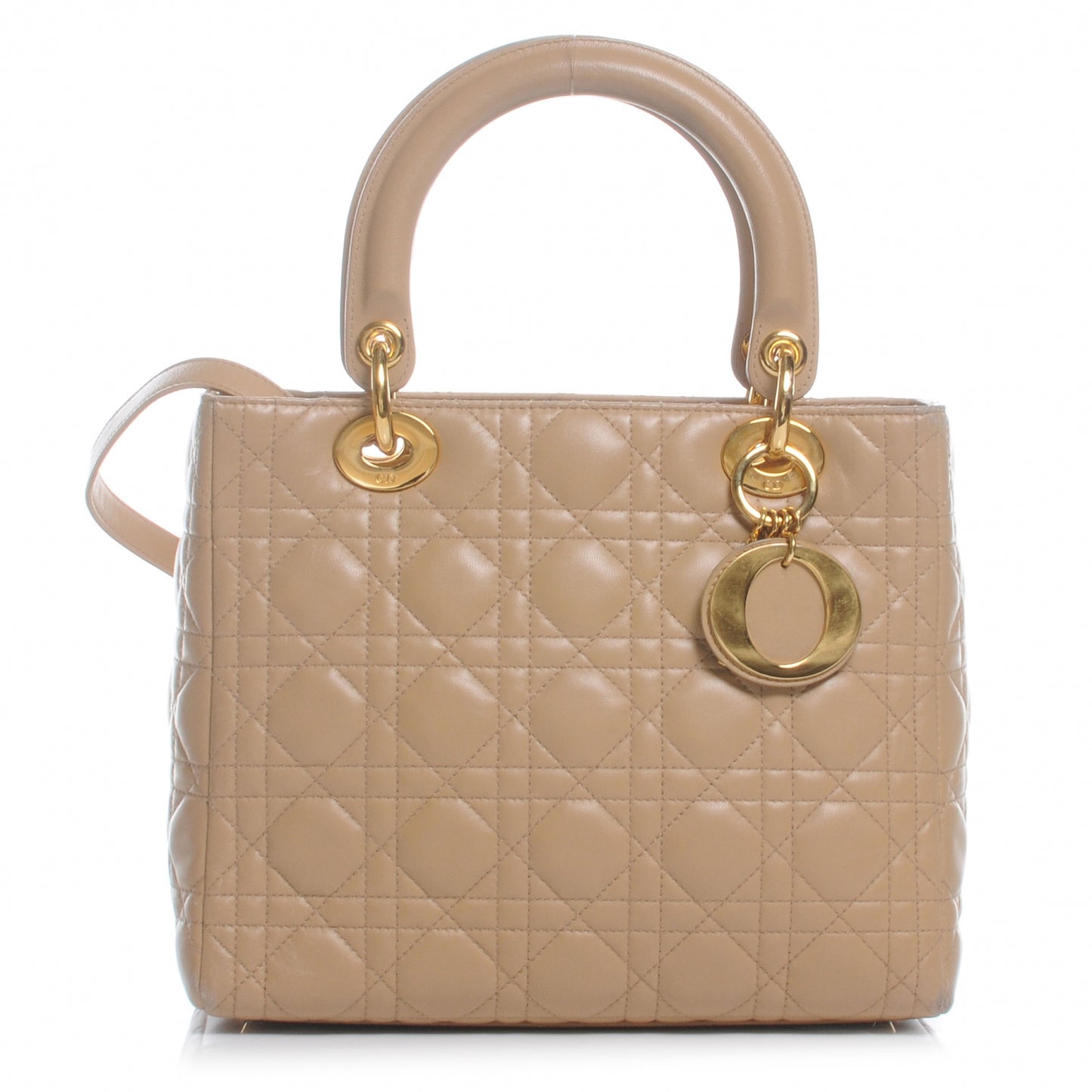 Lambskin Cannage Medium Lady Dior Beige
