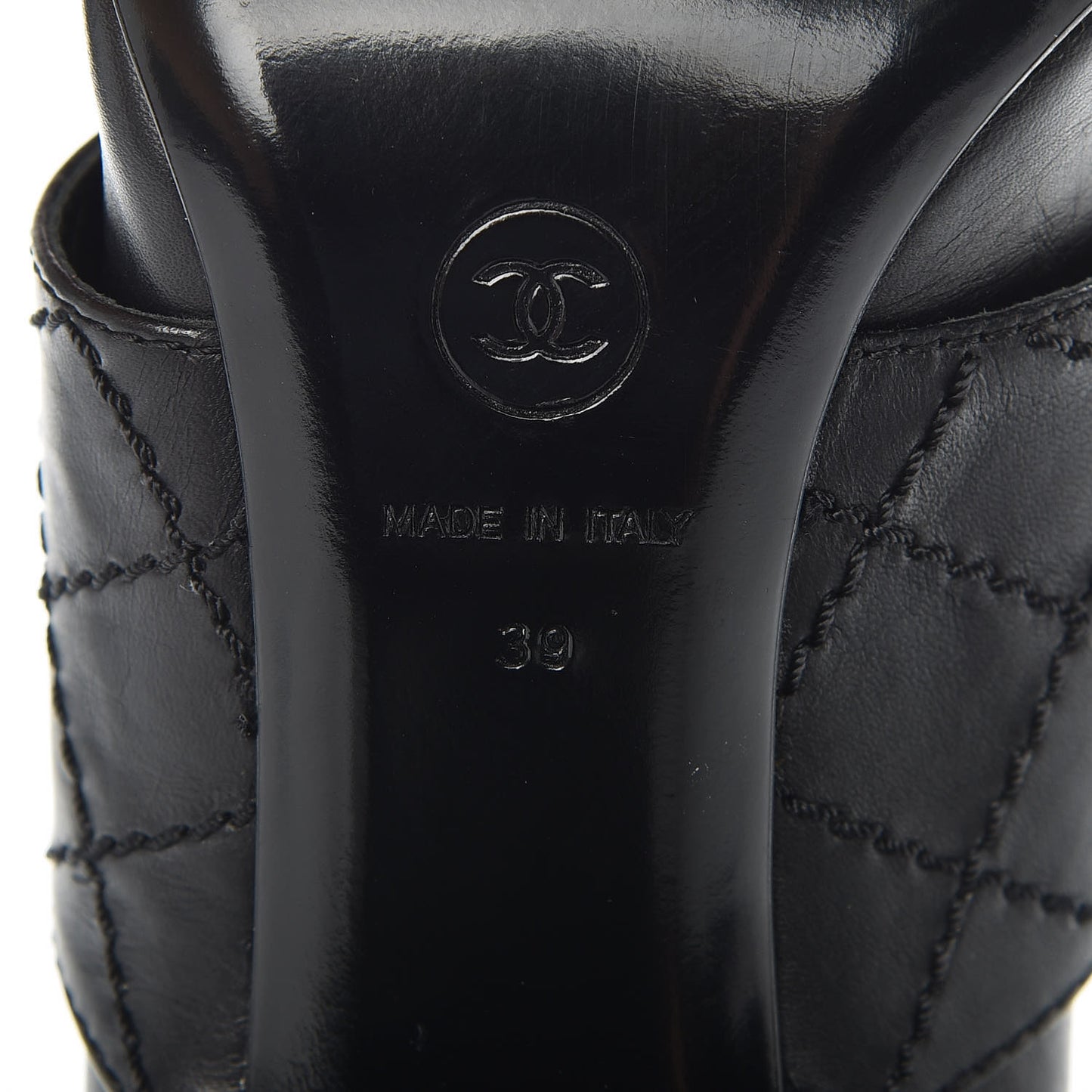 Lambskin Quilted Ankle CC Boots 39 Black