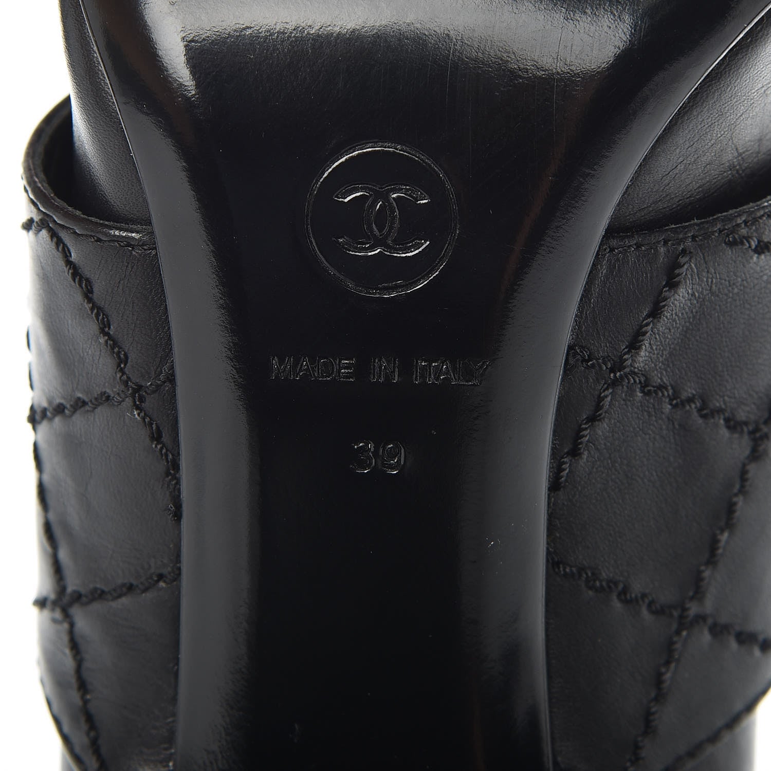 Chanel Lambskin Quilted Ankle CC Boots 39 Black 9 of 9