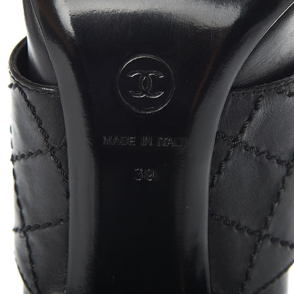Chanel Lambskin Quilted Ankle CC Boots 39 Black 9 of 9
