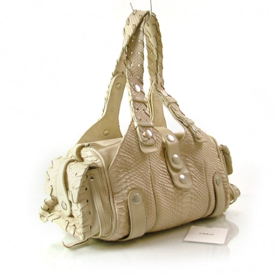 Chloe Python Silverado Shoulder Bag Hobo Ivory 3 of 10