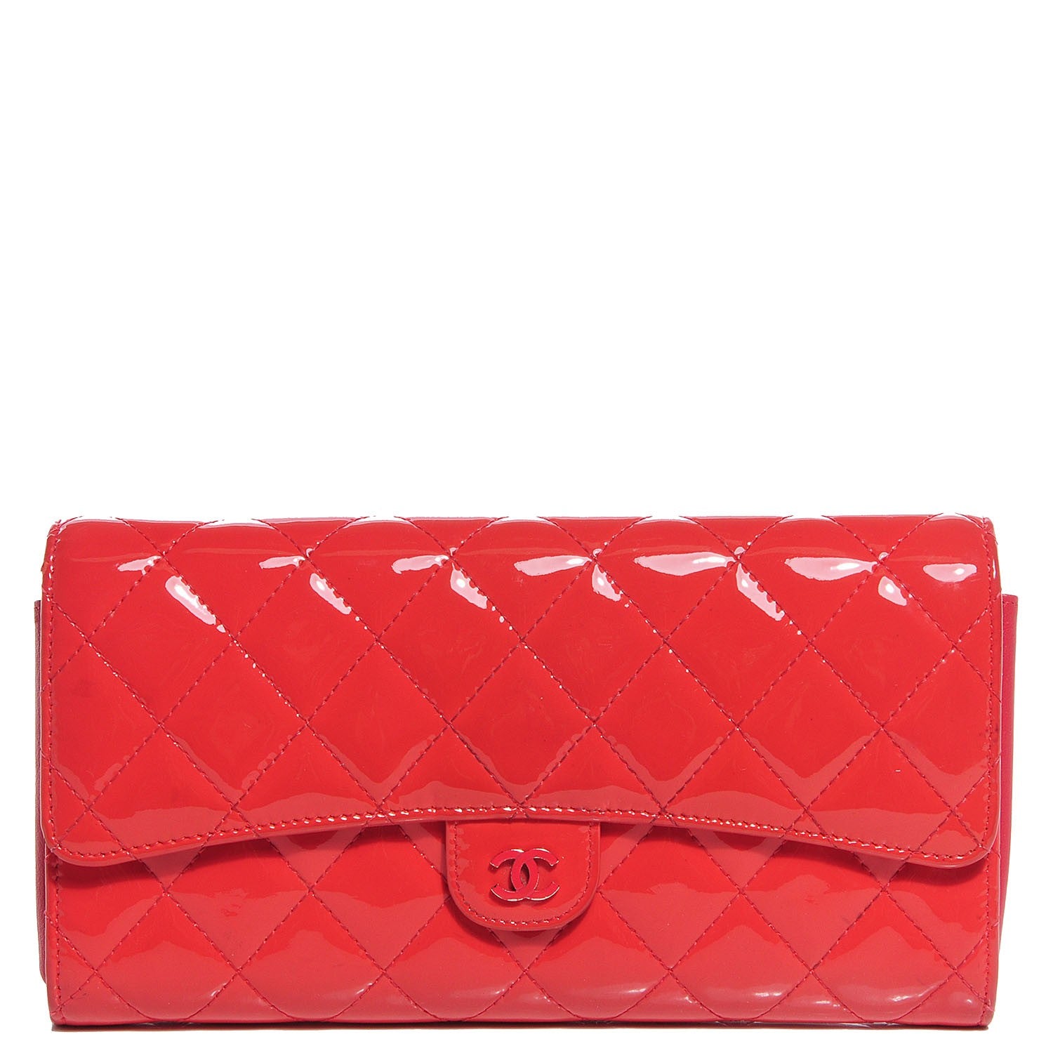 Chanel Patent Quilted Travel Wallet Dark Pink 1 of 9