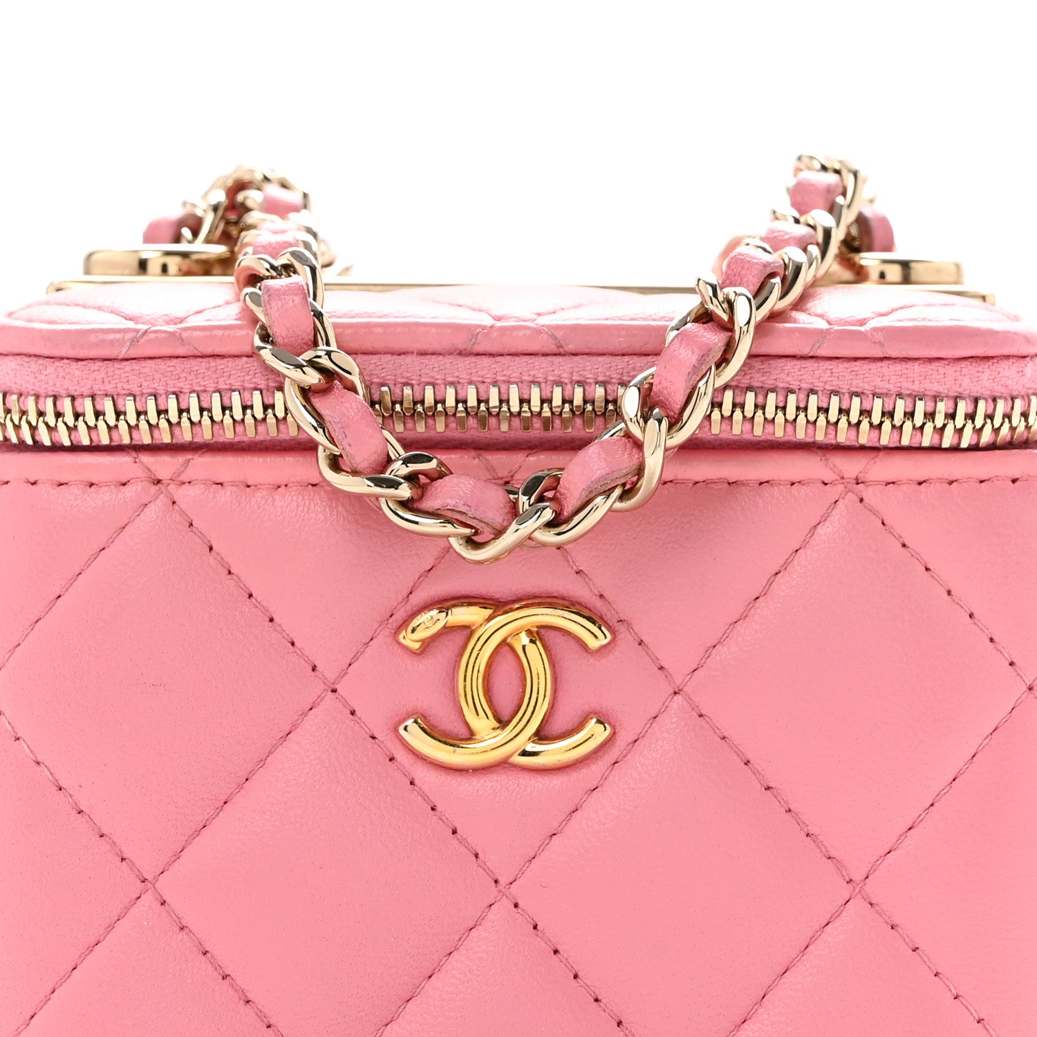 Chanel Lambskin Quilted Trendy Mini Vanity Case With Chain Pale Pink 8 of 14