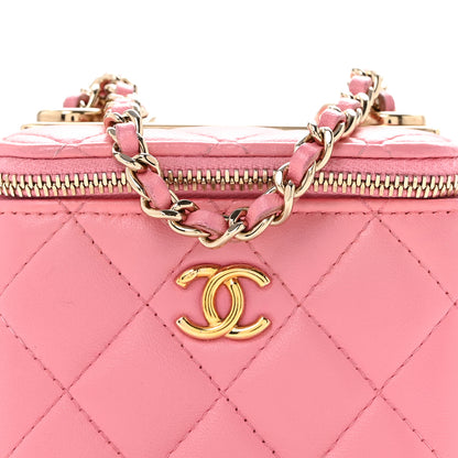 Chanel Lambskin Quilted Trendy Mini Vanity Case With Chain Pale Pink 8 of 14