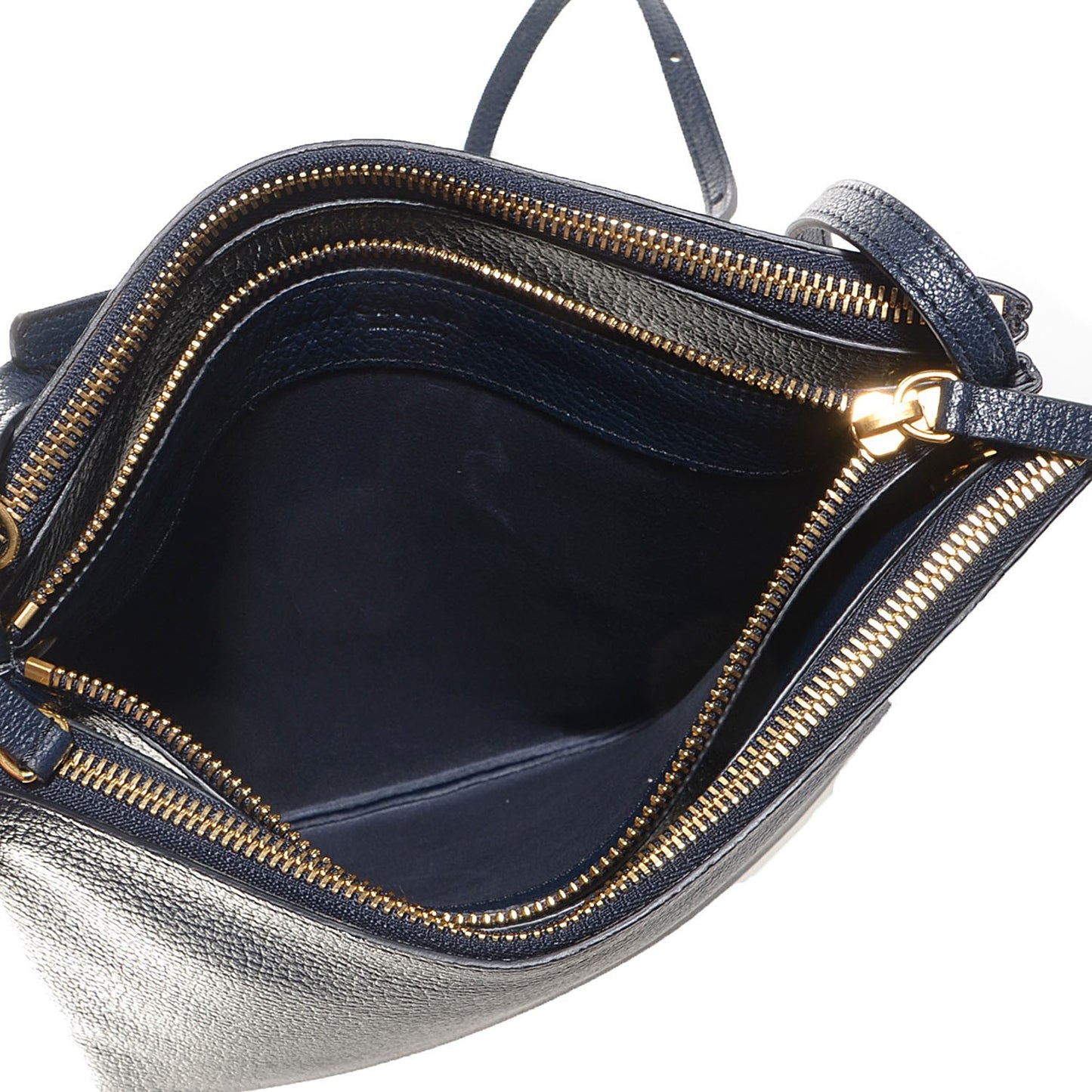 Goatskin Large Trio Crossbody Bag Dark Blue